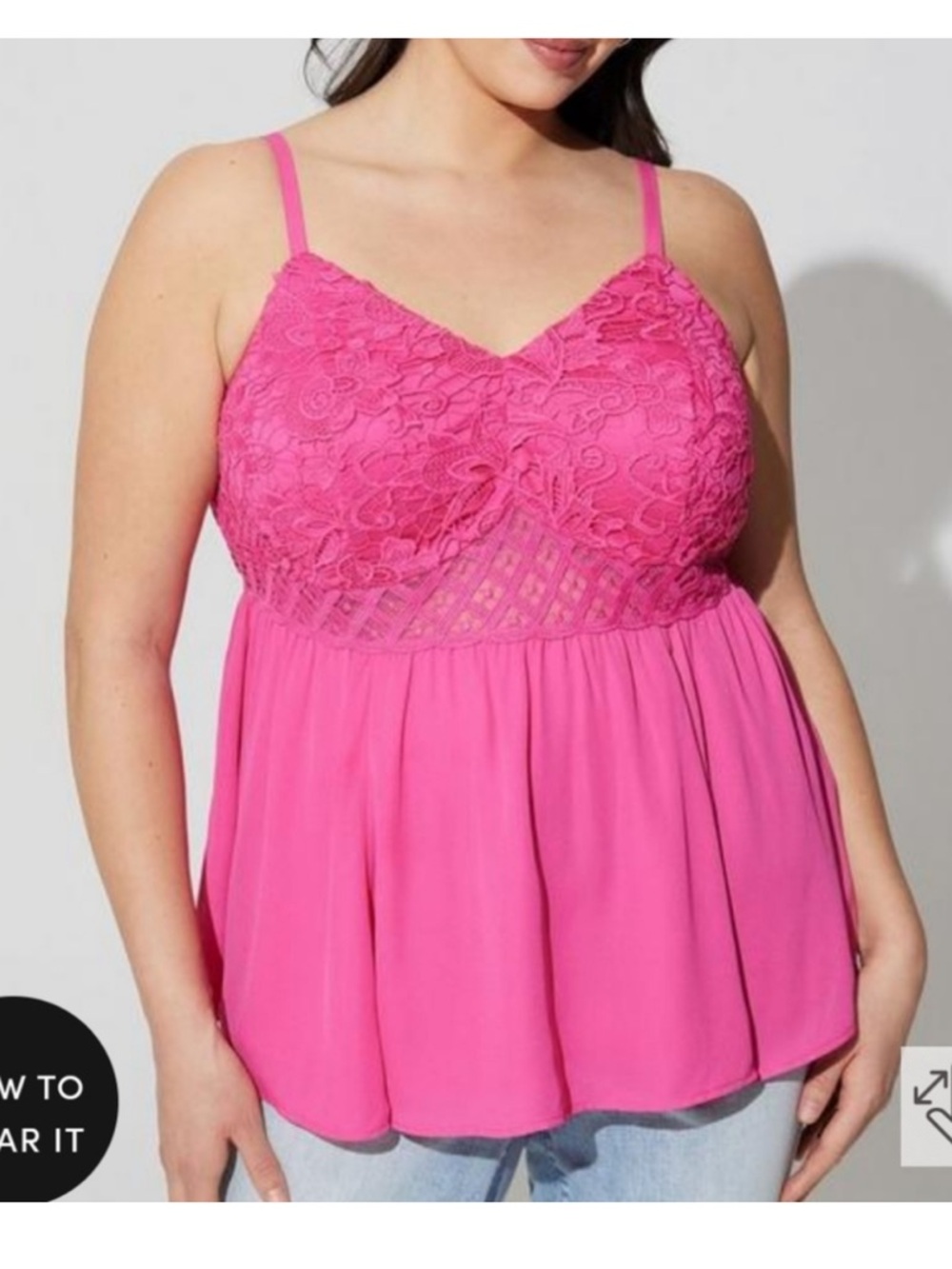 TORRID 💕 Hot Pink Lace-Trim Camisole 💕